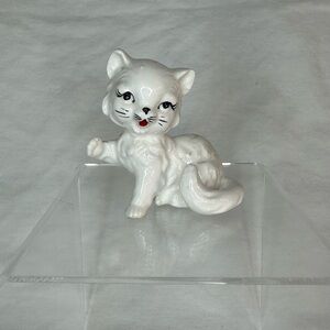 Vintage MCM Porcelain White Kitten Stamped Japan